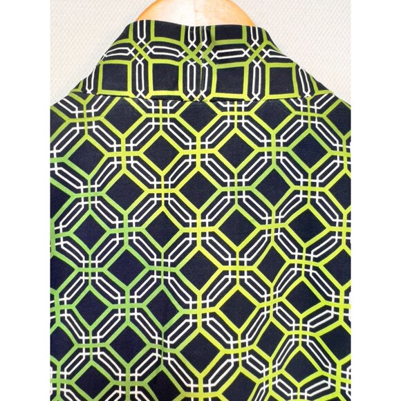 Banana Republic Womens Geometric Pattern Coat Small Green Black - Picture 13 of 13